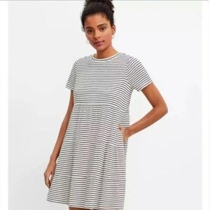 LOFT Black and White Striped Dress